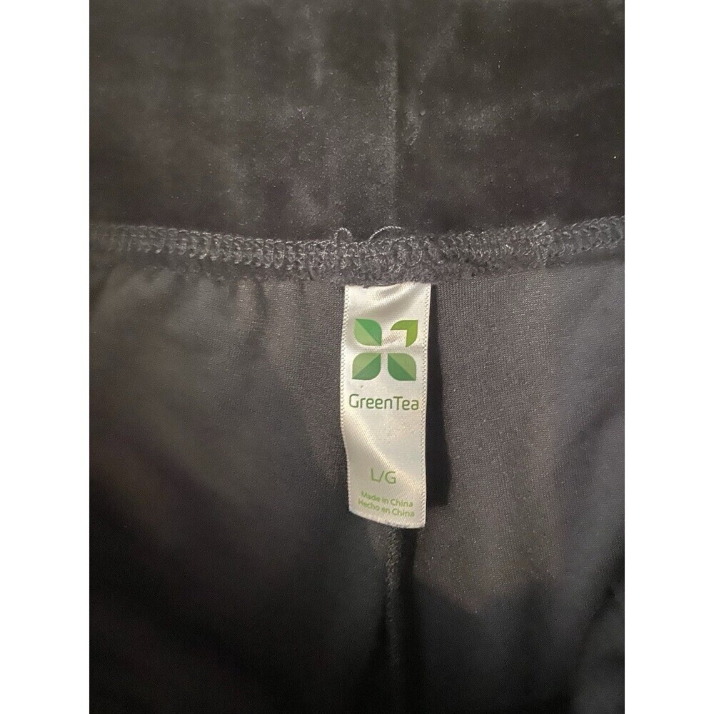 Green Tea High Rise Pants Black Y2K Velour Luxe Stretch Pants Women’s Size L - Picture 4 of 12